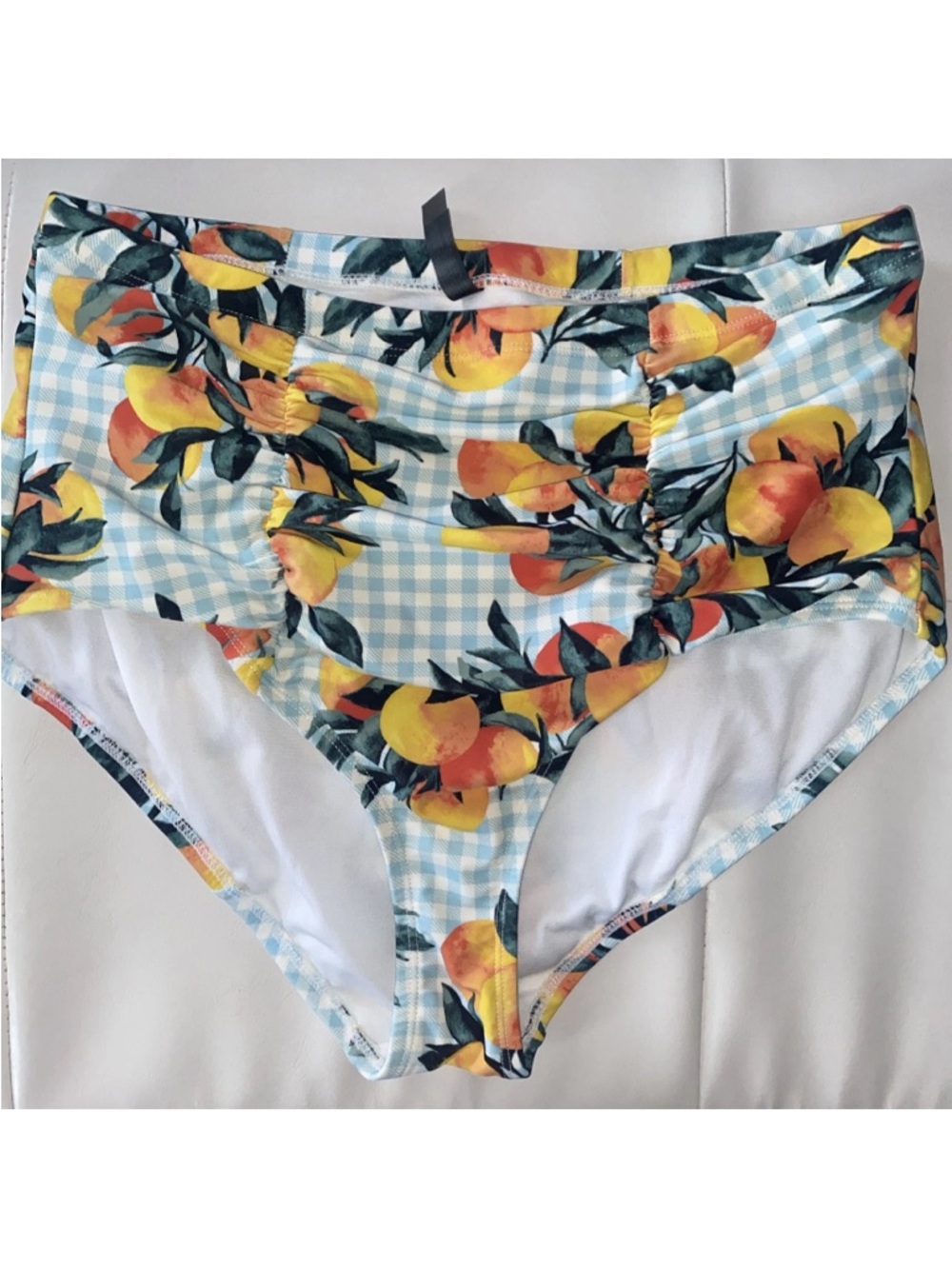 Torrid Orange Fruit print high Waisted Bikini Bottom Ruched Plus Size‎ 0X